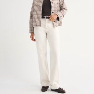 Abercrombie & Fitch Ecru Women's Curve Love High Rise 90s Relaxed Cuffed